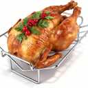 BBQ Stainless Steel Turkey Rack Roaster for Smoker Smoking Turkey Stand Grilling Rib Racks for Big Green Egg Accessories, Roast V Rack Dual Purpose fit for Large Big Green Egg and Kamado Joe Etc.