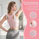 Posture Corrector for Women, Adjustable Upper Back Brace for Neck Shoulder Support, Comfortable Back Straightener for Hunchback & Slouching, Invisible Under Clothes(Pink,Small)