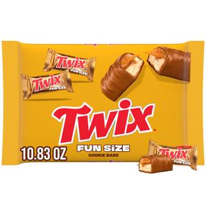 Twix Fun Size Caramel Cookie Milk Chocolate Bars Individually Wrapped Party Candy Chocolate Candy Bars, 10.83 Oz Bag (EXP 07/01/25)
