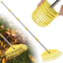 Leaf Rake,Unbreakable Nylon Graden Rake for Lawn,16.5 Wide,60 Steel Handle,Yard Raking Tools for Turf Leaves Thatch Debris Pine Needle Cleanup, Lightweight for Kids Seniors,No Harm to Lawn Grass