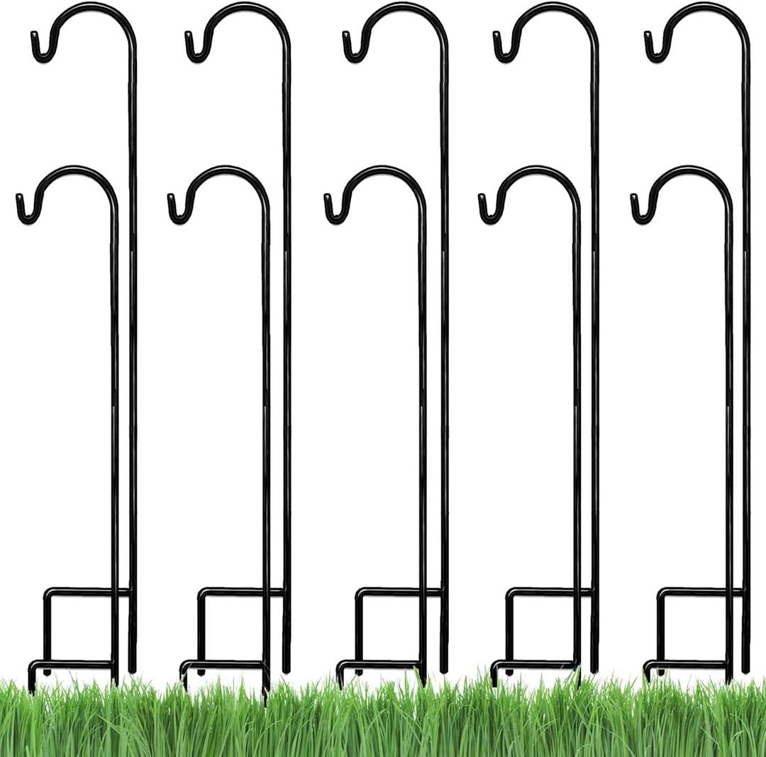 AshmanOnline Ashman Shepherds Hook 10 Pack Black, 35 Inches Tall, Made of Premium Metal for Hanging Solar Light, Bird Feeders, Mason Jars, Garden Stake and Wedding Dcor.