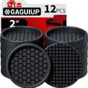 Non Slip Furniture Pads - 2" Anti Skid Caster Cups, 12PCS Round Furniture Coasters for Hardwood Floors, Anti Slide Furniture Cup Bed Couch Floor Protectors,Furniture Stoppers to Prevent Sliding (Black)