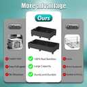 WISUCART Wood Under Bed Storage Containers Underbed Organizer with Wheels Sturdy Wood Rolling Under Bed Shoe Storage Organizer 2 Packs (Black, Large)