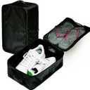 Travel Shoe Bags, Foldable Waterproof Shoe Pouches Organizer-Double Layer (2+2 Black Shoe Bags)