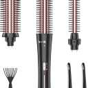 Curling Brush Set, Curling Iron Interchangeable 3 Barrel Wand Curler with Ceramic Tourmaline Professional Curling Iron Brush,for Women with Curler and Waver
