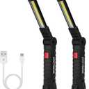 Lmaytech Tool Gifts for Men 2Pack Rechargeable LED Work Lights with Magnetic Base, 360 Rotation,Versatile Lighting for Repairs, Outdoors, Mens Gifts (Black)