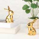 Wesiti 2 Pcs Easter Decorations Golden Bunny Figurines Set 4.5 Inch Ceramic Easter Rabbit Statue Vintage Bunny Figurine Gifts for Couples Home Office Table Decor Spring Party Supplies (Large)