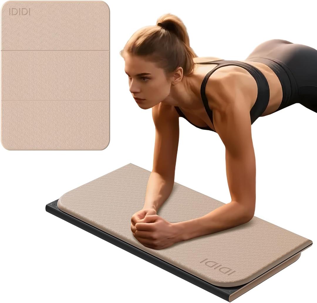 Foldable Exercise Pad for Gym or Home Use, (1.2" x 14"x 24"）Extra Thick and Wide Multi-Functional Knee Pad Cushion & Push Up Mat for Man Woman Kids, Non-Toxic POE Kids Yoga Mat, Lightweight Elbow Cushion for Yoga, Pilates