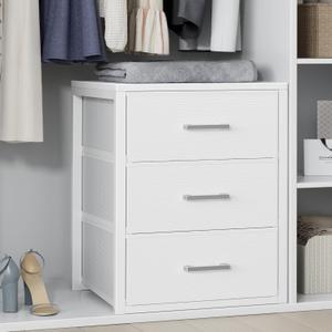 BOLUO Closet Drawers White Fabric 3 Drawer Small Dresser for Closet Organizers and Storage Bedroom Dorm Modern
