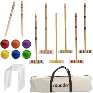 ropoda Six-Player Croquet Set with Wooden Mallets, Colored Balls, Sturdy Carrying Bag for Adults &Kids, Perfect for Lawn,Backyard,Park and More
