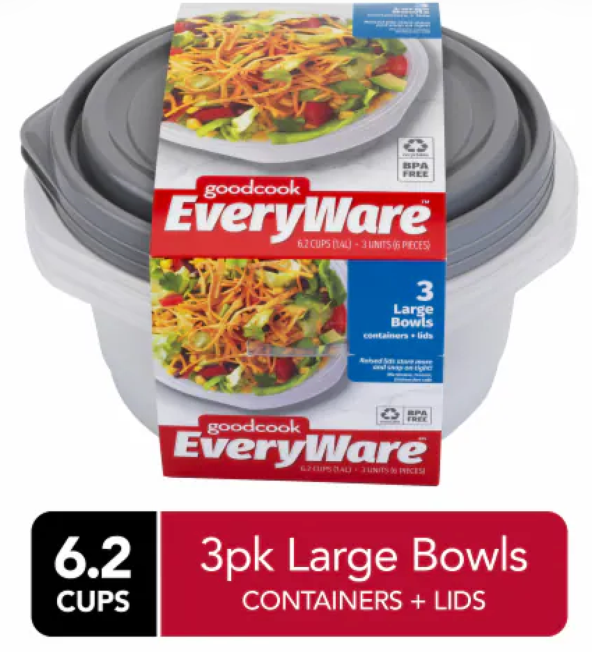 Good Cook EveryWare™ Large Bowls Containers + Lids, 3 ct