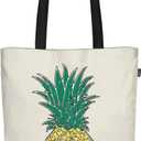 Ecoright Tote Bag for Women with Zipper, Small Tote Bag, Canvas Bag, Reusable Cotton Bag for Beach, Grocery, School & Work