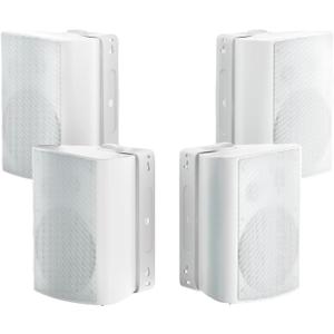 Herdio 800W 6.5 Inch Outdoor Speakers Bluetooth Waterproof Wired with Superior Amplifier, Wall Mounted Sound System, Enhanced Bass & Durable, Mountable Swivel Brackets, for Patio Home (2 Pairs, White)