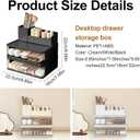 DASITON Makeup Organizer for Vanity with 2 Drawers, Stackable Cosmetic Organizer with Makeup Brush Holder, Plastic Bathroom Organizer Skincare Storage for Brushes, Eyeshadow, Lotions, Lipstick (Black)