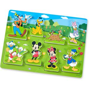 Melissa & Doug Disney Mickey Mouse Wooden Chunky Puzzle  8-Piece Disney Character Puzzle for Toddlers and Kids Ages 2+