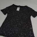 QIANXIZHAN Sparkle and Shine with Women's T Shirt Glitter Sheer See Through Sleeve Mesh Top Tee Blouse S