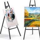 Metal Easel Stand Adjustable Heavy Duty Metal Display Eassel for Wedding Signs, Posters, Paintings & Commercial Displays Sturdy Art Easel with Secure Chain (Black), 2.34 x 17.55 x 4.68 inches