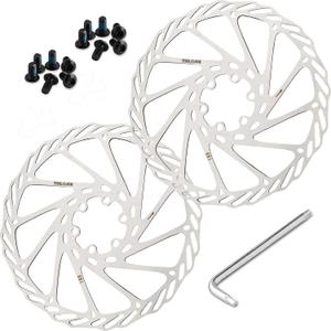 2PCS 180mm Disc Brake Rotor With 6 Bolts & T25 Torx Tool, Stainless Steel Bike Rotor for Mountain Bike/Road Bike/MTB/BMX, Fits 44mm Threaded Hub (Anti-Rust & Heat-Resistant) (180mm*2pcs)