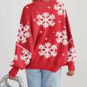 Women's Oversized Sweaters 2025 Crewneck Long Sleeve Batwing Pullover Tops (Red)