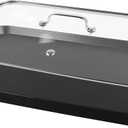 Vayepro 2 Burner Griddle Pan with Glass Lid, Stove Top Flat for Glass Stove Top, Aluminum Pancake, Non-Stick for Gas Grill, Double Burner Camping, Black (16.9" x 10.2" x 1")