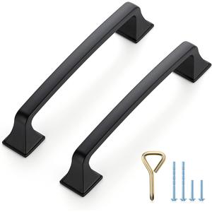 Ravinte 10PCS Pack Matte Black Kitchen Cabinet Handles Drawer Pulls 5 inch Hole Centers Cabinet Pulls Kitchen Cabinet Hardware Sturdy Big Square Base Dresser Pulls Cabinet Drawer Handles