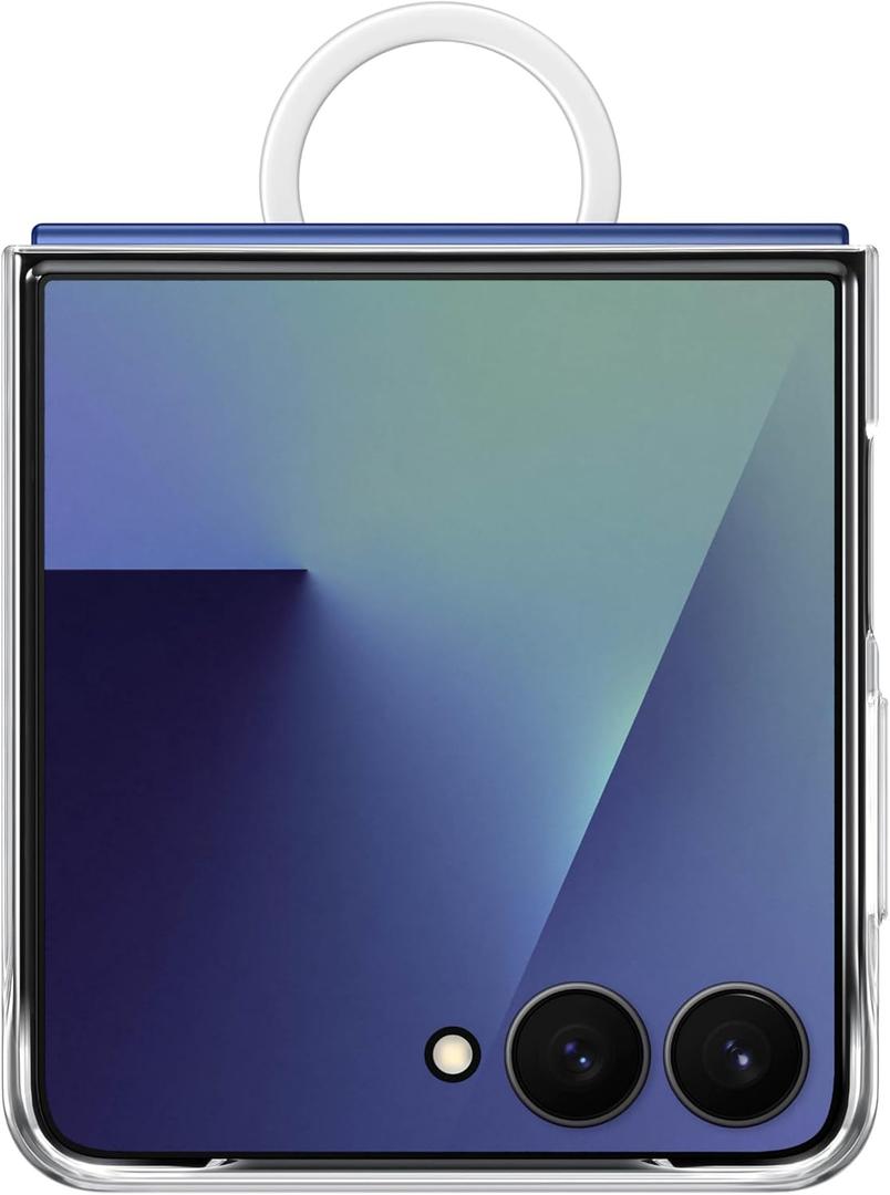 Samsung Galaxy Z Flip7 Ring Phone Case Clear, Protective Cover with Built-in Ring, Easy to Carry, Slim, Sleek, US Version, Transparent