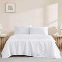 Linen Closet Organic 100% Cotton Twin XL Bed Sheet 3 Pcs Set Arctic White Crisp Percale, Deep Pocket up to 16  Lightweight, Breathable & Naturally Cooling  Ideal for College Dorm, Soft & Comfy