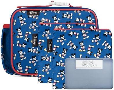 Simple Modern Disney Kids Lunch for School | Insulated Lunch Bag Girl and Boy | Meal Containers with Exterior & Interior Pockets | Blue Mickey Mouse Retro