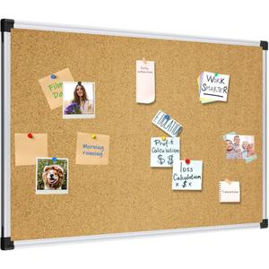 XBoard 24 x 18 Inch Wall-Mounted Office Cork Board, Notice Bulletin Board with Aluminum Frame