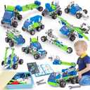 18 in 1 STEM Toys for 4 5 6 7 8+ Year Old Boy Girl Birthday Gifts Educational Building Toys for Kids Ages 4-8 5-7 6-8 Build and Play Stem Activities Construction Toy for Boys 4-6 8-10 (Pull Back Cars)