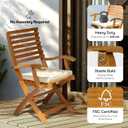 IDZO, Percy Chairs Heavy Duty 400lbs Capacity Set of 2 w/Cushion, FSC Acacia Outdoor Furniture, Teak Finish, Fully Assembled, Wood Folding_Beige, 2 pack