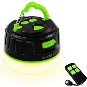 Rechargeable LED Camping Lantern 1000LM, 300H Runtime, 6400mAh, IPX5 Waterproof Tent Light for Camping, Hiking, Power Outages, Home, Emergency Use - Wireless Remote Edition,Green
