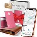 SPOTMINDERS Apple MFi Certified Credit Card Wallet Tracker PRO Pink (iOS Only) Gifts for Mom Works with Apple Find My Rechargeable Tracking Card for Her IP68 0.07in Slim Item Finder for Luggage Purse