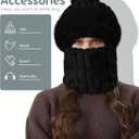 Hat and Scarf Set for Women - One Piece Hat Beanie Winter Face Mask for Women/Men, Warmer Beanie Neck Scarf Ski Snow Hats (Black)