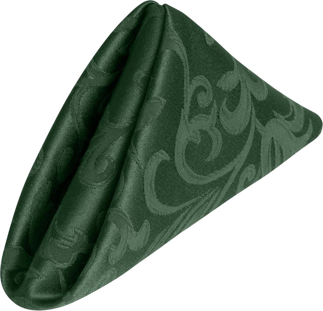 Ultimate Textile Somerset Damask Hunter Cloth Napkins - 17" x 17" (Set of 12) Wrinkle & Stain Resistant Polyester, Machine Washable for Weddings & Events