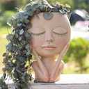 Face Planter, Head Planter, Plant Pots Indoor, Plant Pot for Home Decor, Flower Pots with Drainage, Cute Planters for Women, Succulent Pots, Face Flower Pot(7.2 Inch)