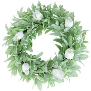 Seasons 18" Lambs Ear Wreaths, Artificial Wreath for Home Decor