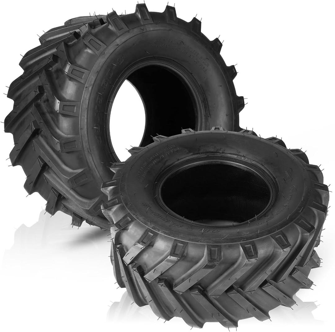 2 pcs 18X9.50-8 Lawn Mower Tires, Natural Rubber Turf Tire for Riding Lawn Mowers Garden Tractors Golf Cart Farm Equipment | 6 Ply Tubeless | 1040lbs Capacity