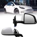 Dasbecan Side Rear View Mirror Compatible with 2020-2024 Tesla Model Y Power Heated Power Folding with Mirror Memory Right Passenger Side #1594112-00-C 159411200C (White 13pin)