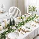 RECUTMS Faux Eucalyptus Garland Plant Fake Vines, Artificial Hanging Eucalyptus Leaves Greenery Vines for Wedding Backdrop Arch Wall Party Home Bedroom Decor Indoor Outdoor(White)