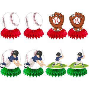 Baseball Birthday Party Decorations, 8 Pcs Honeycomb Centerpieces