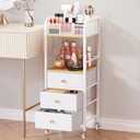 HapiRm Rolling Makeup Cart Organizer - Floor Skincare Make Up Storage with 3 Non-woven Fabric Drawers, Vanity Organizer Cosmetic Display Cases Holder for Skin Care Perfume Nail Polish Brush Hair Tool