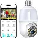 52HZ 2K Light Bulb Security Camera, 2.4GHZ WiFi Lightbulb Security Cameras Wireless Outdoor Indoor, TwoWay Talk, Human Detection, Color Night Vision, Light Socket Security Camera Work with Alexa