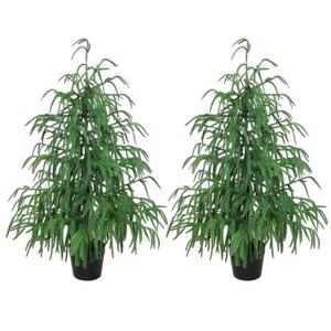 2pcs 24in Artificial Norfolk Pine Tree Tabletop Christmas Tree Decoration Outdoor Indoor Home Decor