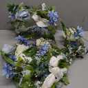 Eucalyptus Garland with Flowers - 2 Pack 5.9 FT Artificial Flower Garland with Butterflies Faux Rose Greenery Garlands for Backdrop Wedding Arch Centerpieces Decorations - Dusty Blue & White