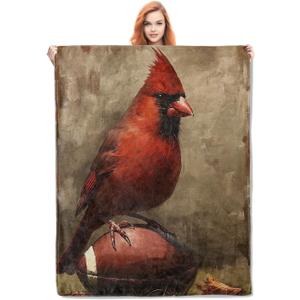 Cardinal Blanket Gifts for Women Men Adults Kids Soft Warm Lightweight Cozy Plush Bird Football Throw Blankets for Bedroom Living Room Sofa Home Decor 50"x40" (Color125)