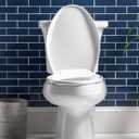 Mayfair Aurora Slow Close Toilet Seat, Easy Clean Hinges and Adjustable Perfect Fit Plastic Seat, Made in USA, Elongated, White