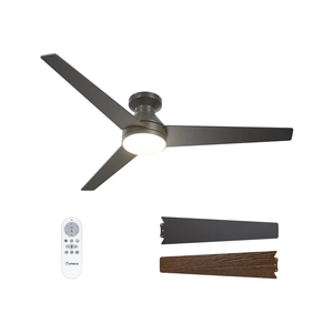 Amico Ceiling Fans with Lights, 52 inch Low Profile Ceiling fan with Light and Remote Control, Flush Mount, Reversible, 3CCT, Dimmable, Noiseless, Black Ceiling Fan for Bedroom, Indoor/Outdoor Use