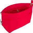 Time Wing Purse Organizer Insert Tote Handbag Organizer Divider Bag in Bag Shaper Liner Multi Pockets Compartments Zippers Key Chain X Large Red