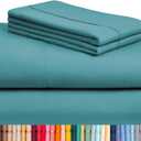 LuxClub 4 PC Queen Sheet Set, Breathable Luxury Bed Sheets, Deep Pockets 18" Wrinkle Free Cooling Sheets Machine Washable Hotel Bedding Silky Soft - Teal Queen